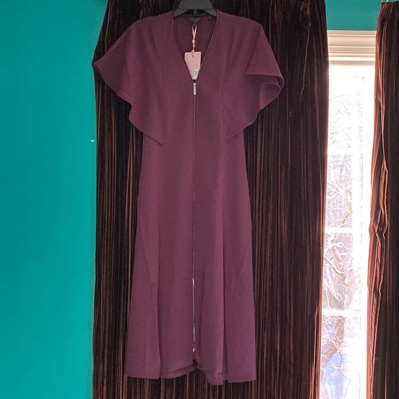 NWT Ted baker V-neck drape sleeve midi dress purple. Size small, new with tags! - Picture 4 of 7